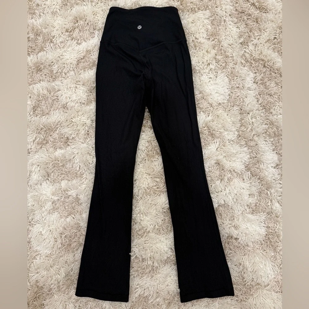 Lululemon Athletica Black Ribbed Flare Pants Size- 2